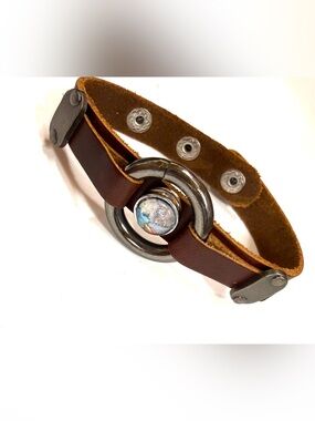 Mini snap leather bracelet cuff Handmade 12mm snap SB12